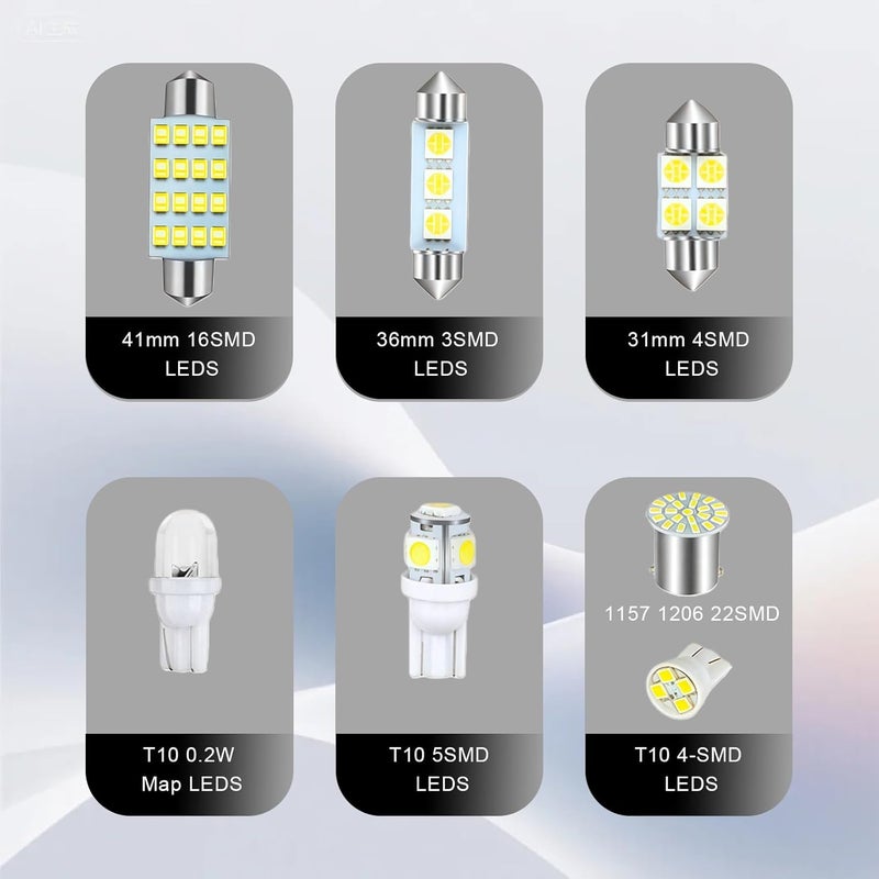 AMZAUTO LED Lights for Car 42 PCS Bright White Interior LED Bulbs Kit, T10 31mm 36mm 41mm Reading License Plate Light, Plug and Play for Car Interior Indoor Map Dome Side Marker Bulbs - Image 3